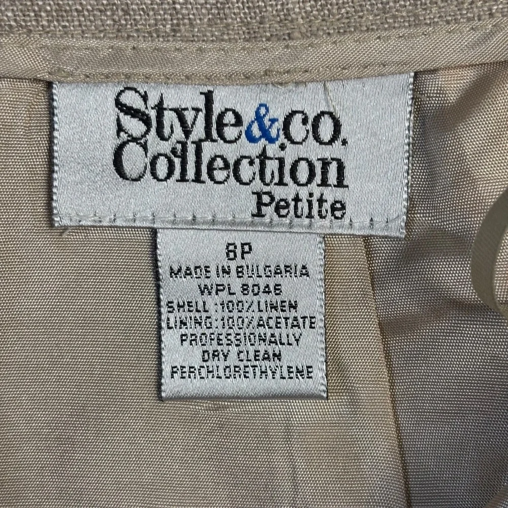 Style&co Collection Petite‎ Tan 100% Linen Pencil Skirt Size 8P Lined Bulgaria